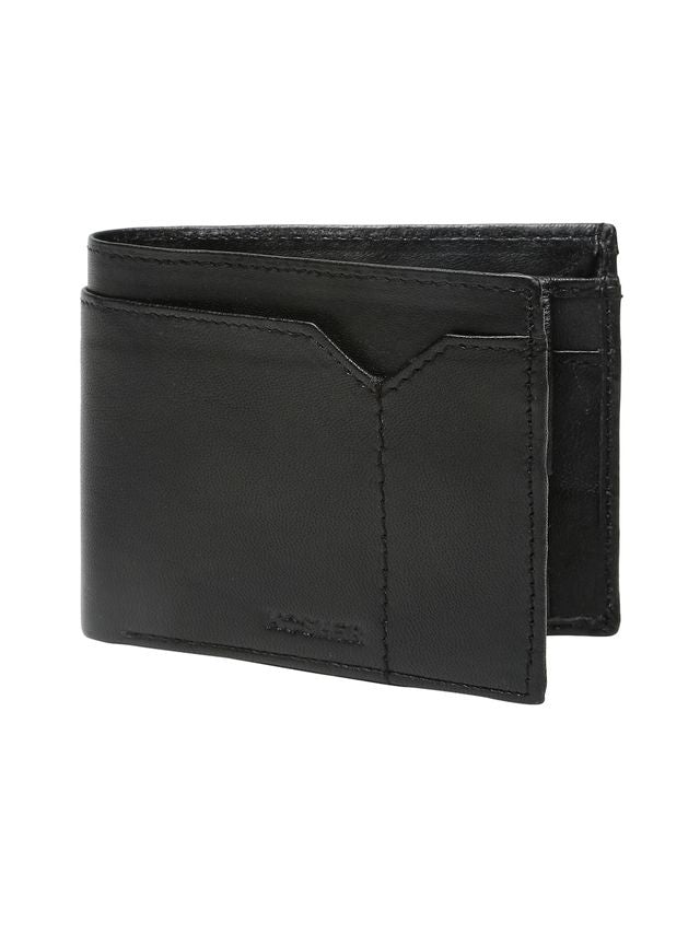 KOSHER Black Color V Strap Premium Leather Wallet With Tich Button Coin Pocket Wallet For Men's