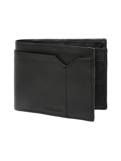 KOSHER Black Color V Strap Premium Leather Wallet With Tich Button Coin Pocket Wallet For Men's