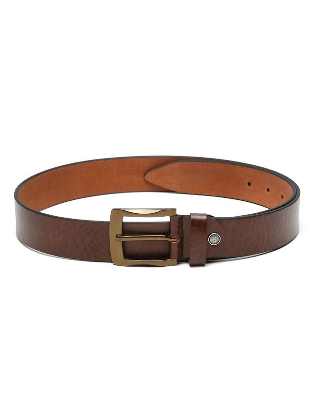 KOSHER Brown Color Men's Classic Genuine Leather Belt With Blackish Gold Finish Buckle