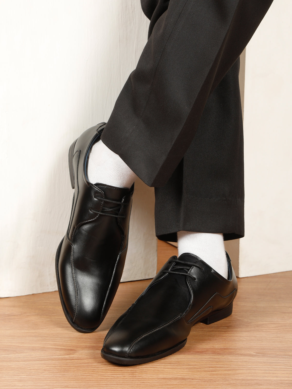 KOSHER Men Solid Black Lace-Up Formal Derby Shoes