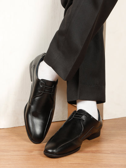 KOSHER Men Solid Black Lace-Up Formal Derby Shoes