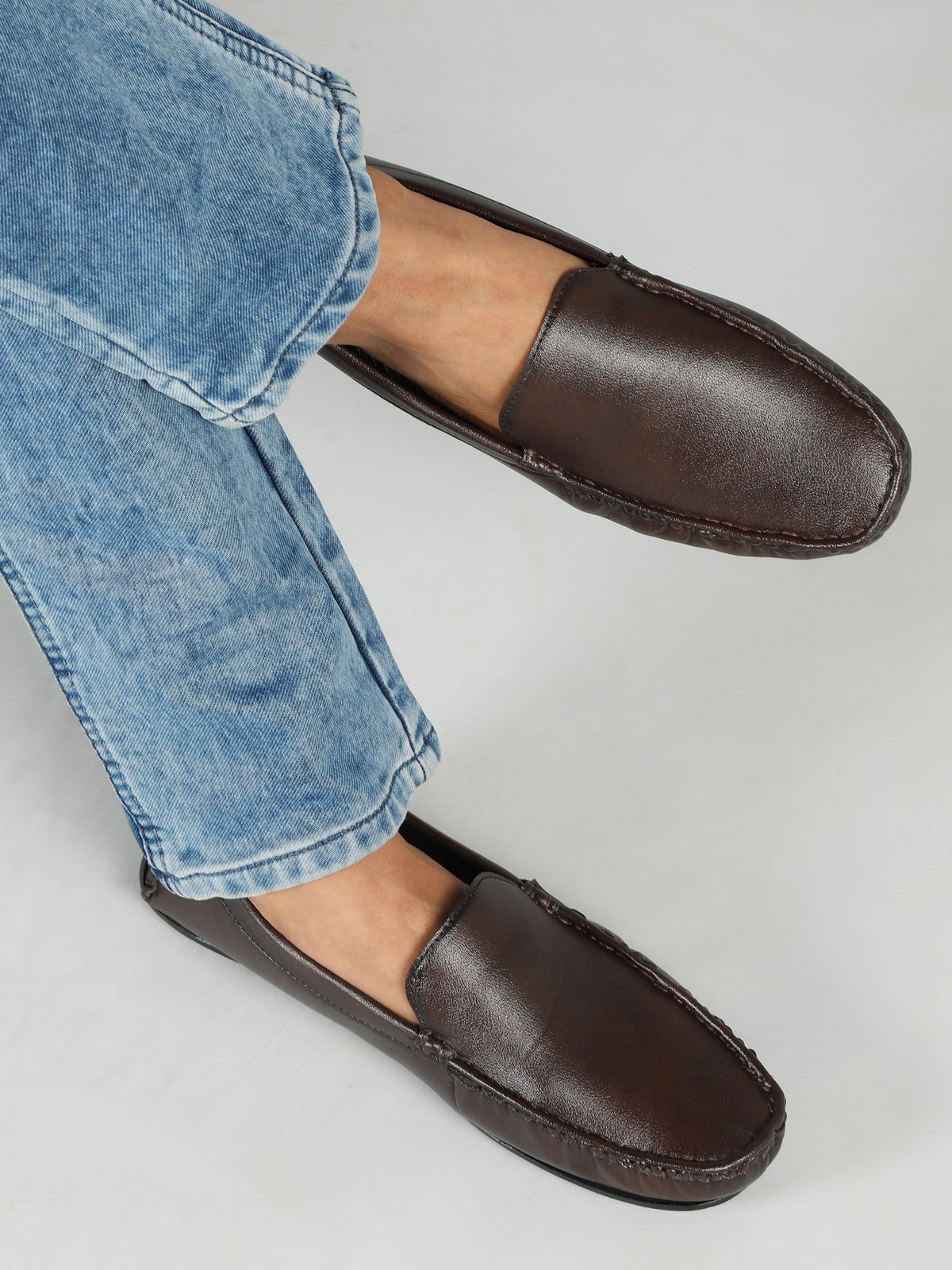 KOSHER Premium Brown Synthetic Leather Driving Loafers for Men – Lightweight, Comfortable Slip-On