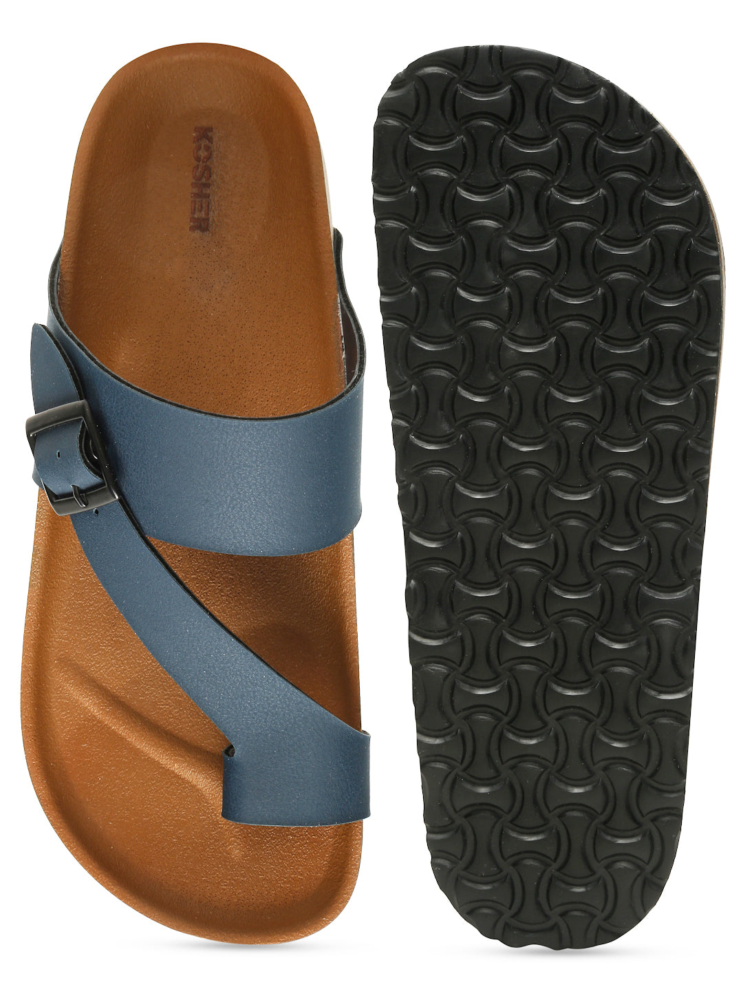 Kosher Navy Color Casual Men's Sandal, Slipper