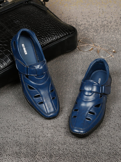 Kosher Navy Roman Faux Leather Men's Casual Sandal