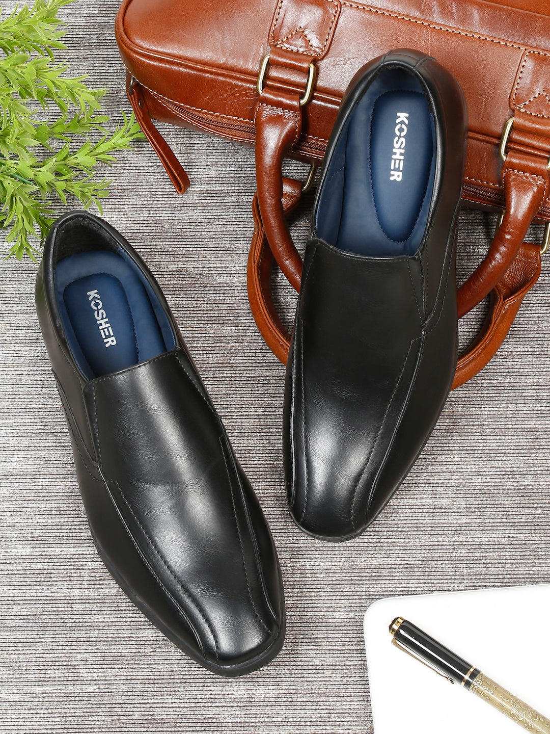 Kosher Black Color Slip on Formal Shoes