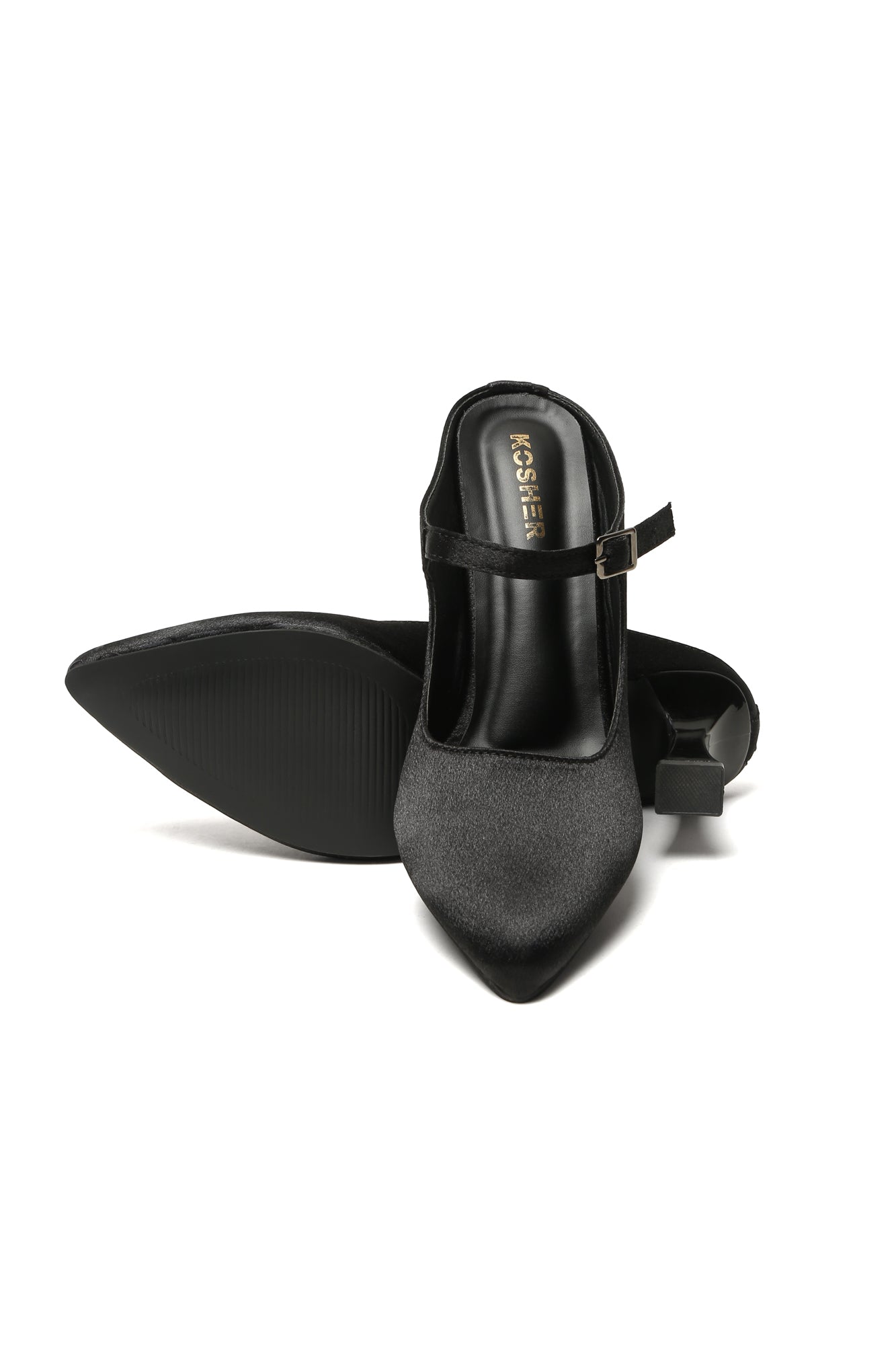 Kosher Women's Green Mules Heels – Elegant Pointed Toe Slip-On Pumps