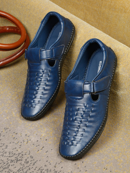 Kosher Navy Roman Faux Leather Men's Casual Sandal