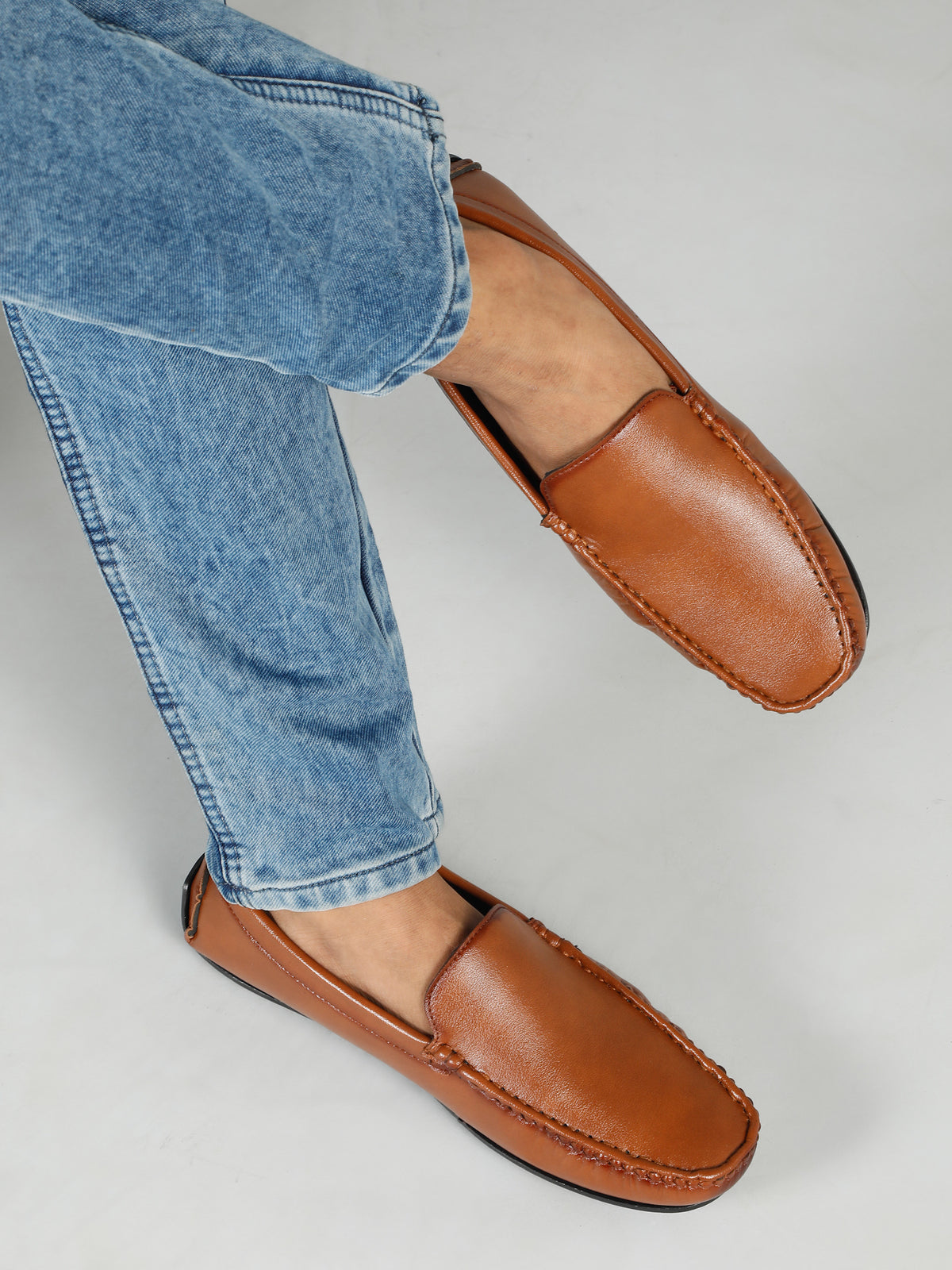 KOSHER Premium Tan Synthetic Leather Driving Loafers for Men – Lightweight, Comfortable Slip-On