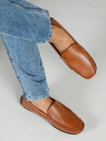 KOSHER Premium Tan Synthetic Leather Driving Loafers for Men – Lightweight, Comfortable Slip-On