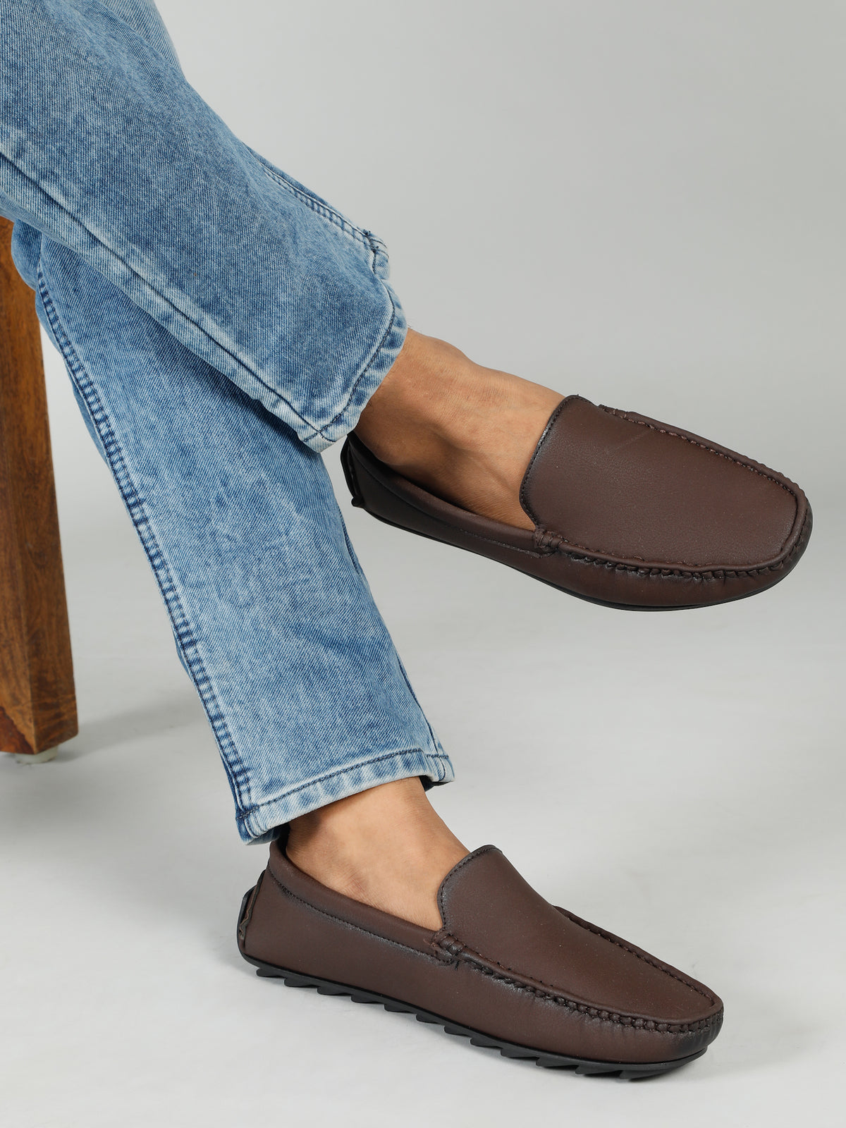 KOSHER Men's Brown Synthetic Leather Premium Driving Loafers & Casual Slip-On
