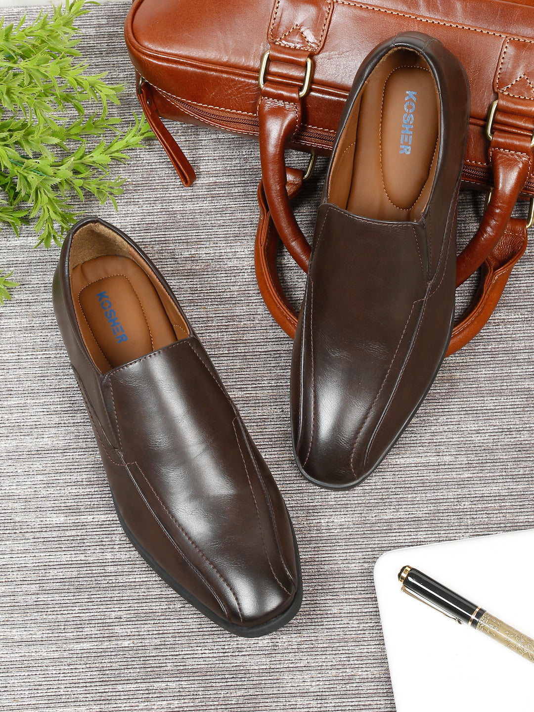 Kosher Brown Color Slip on Formal Shoes
