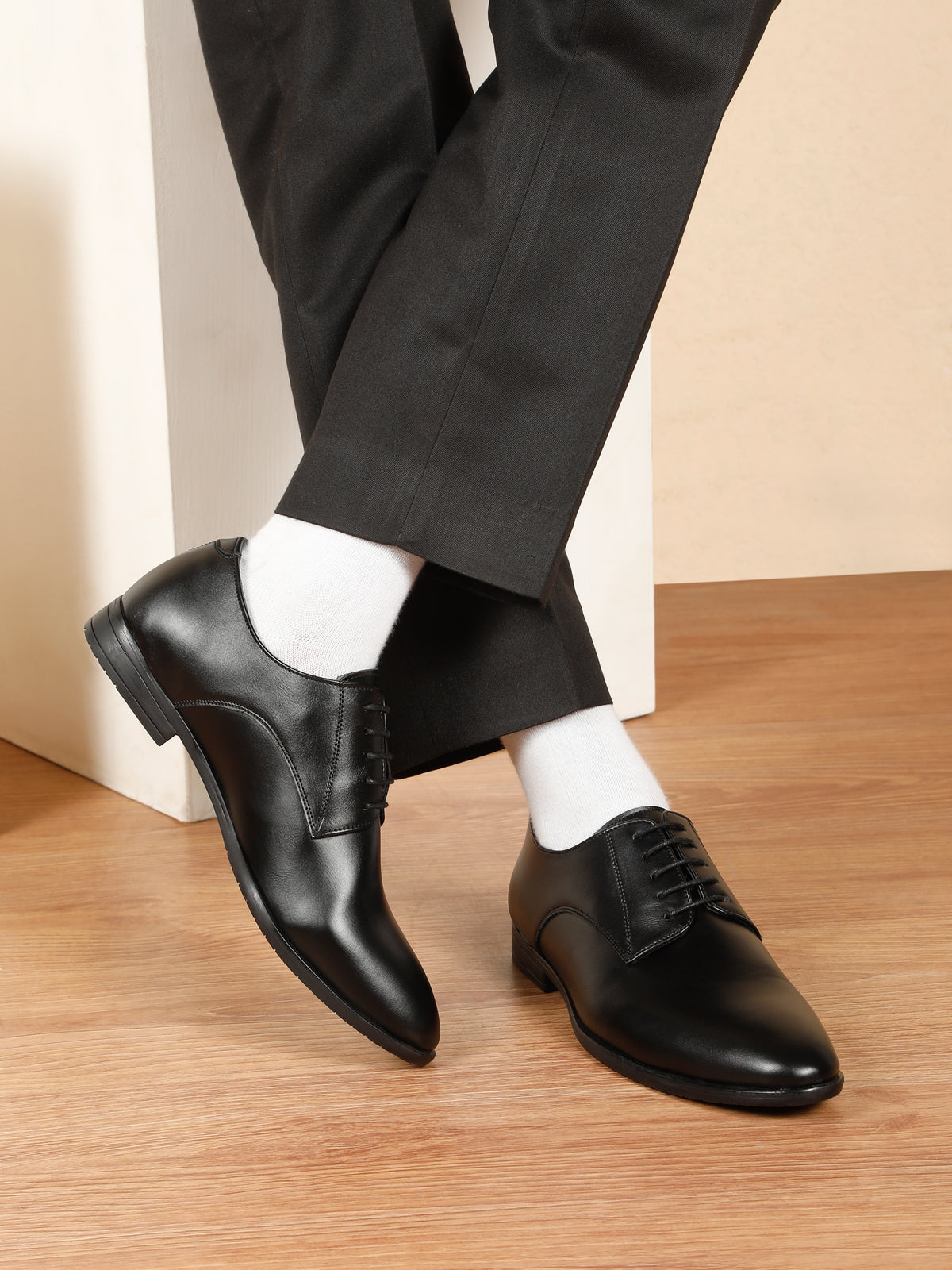 KOSHER Men’s Black Formal Shoes | Classic Lace-Up Derby Shoes