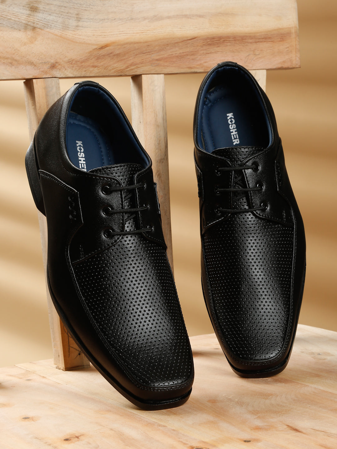 Kosher Black Color Lace-up Formal Shoes