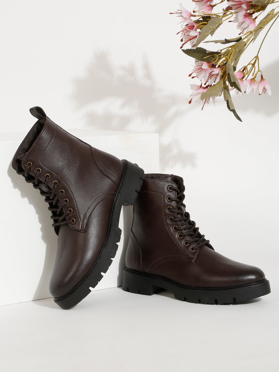 Kosher Elegant Ladies Brown Colour Lace-Up Boots - Stylish & Comfortable