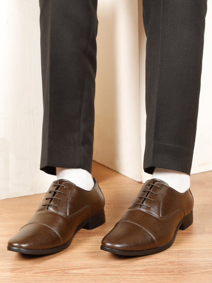 KOSHER Men's Classic Brown Cap-Toe Formal Oxford Shoes for Office Wear