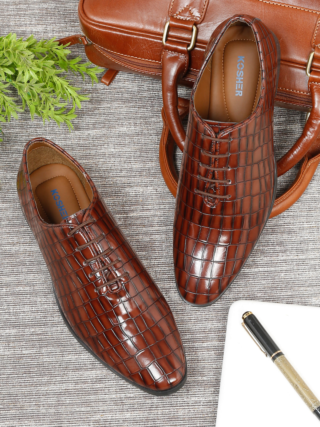 Kosher Brown Color Lace-up Formal Shoes