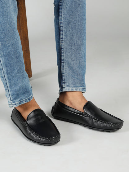 KOSHER Premium Black Synthetic Leather Driving Loafers for Men – Lightweight, Comfortable Slip-On
