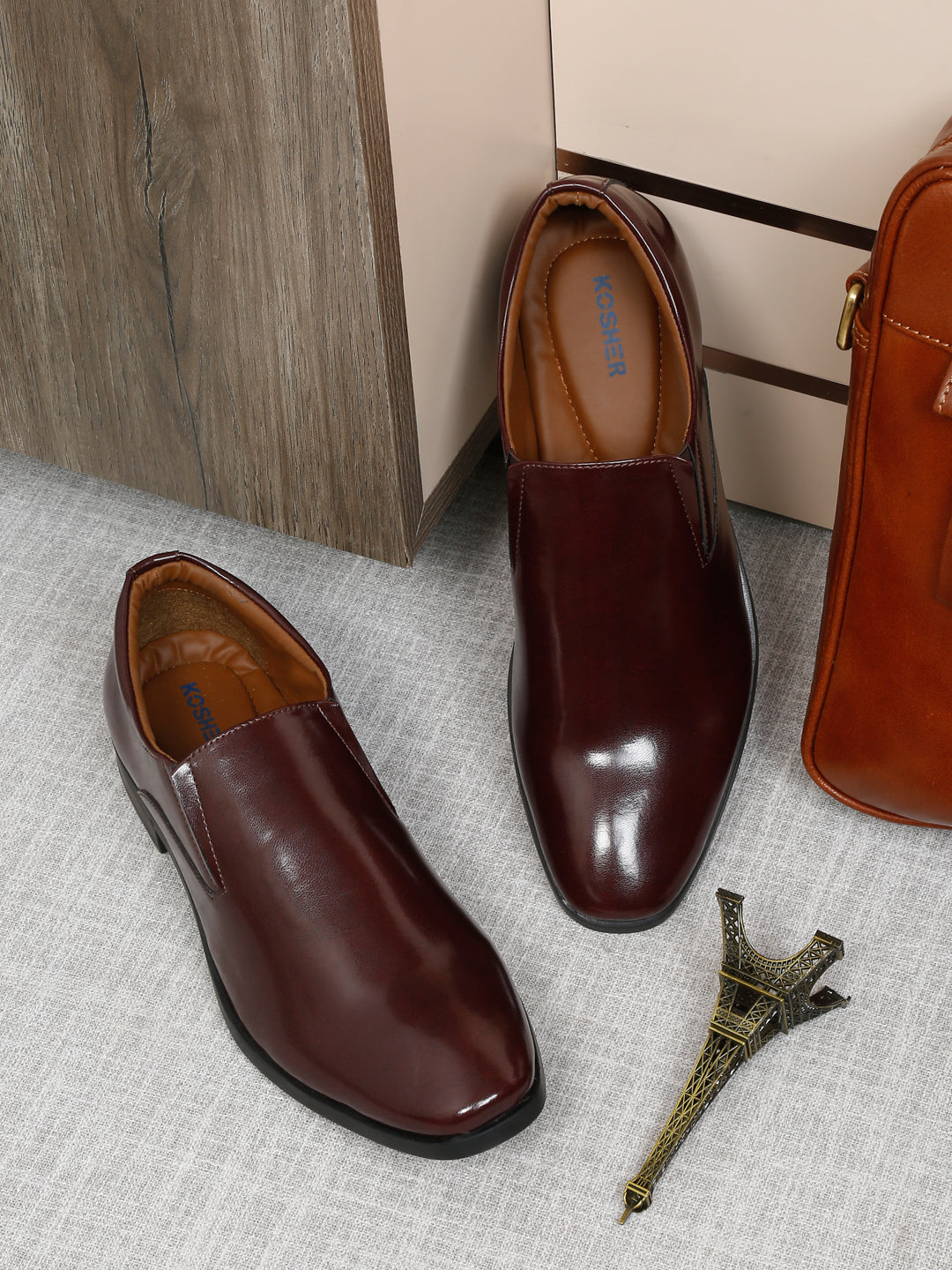 Kosher Cherry Color Slip-on Formal Shoes