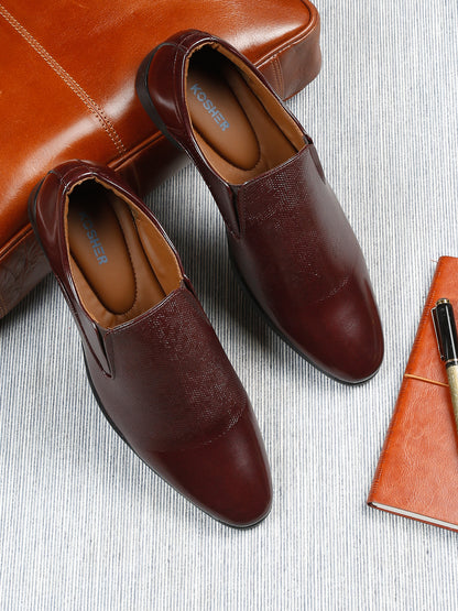 Kosher Cherry Colour Slip on Formal Shoes