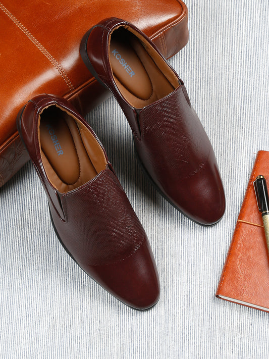 Kosher Cherry Colour Slip on Formal Shoes
