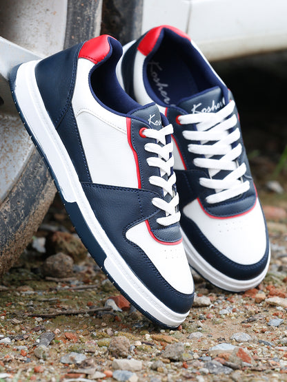 Kosher Men’s Retro Court Sneakers – Navy, White & Red