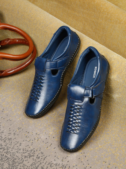 Kosher Navy Roman Faux Leather Men's Casual Sandal