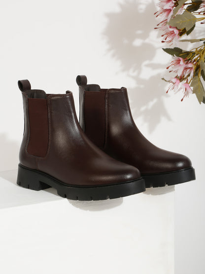 Kosher Women's Classic Brown Chelsea Boots