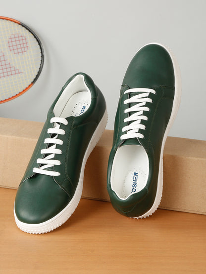 Kosher Green Color Lace-up Men's Casual Sneaker Shoes