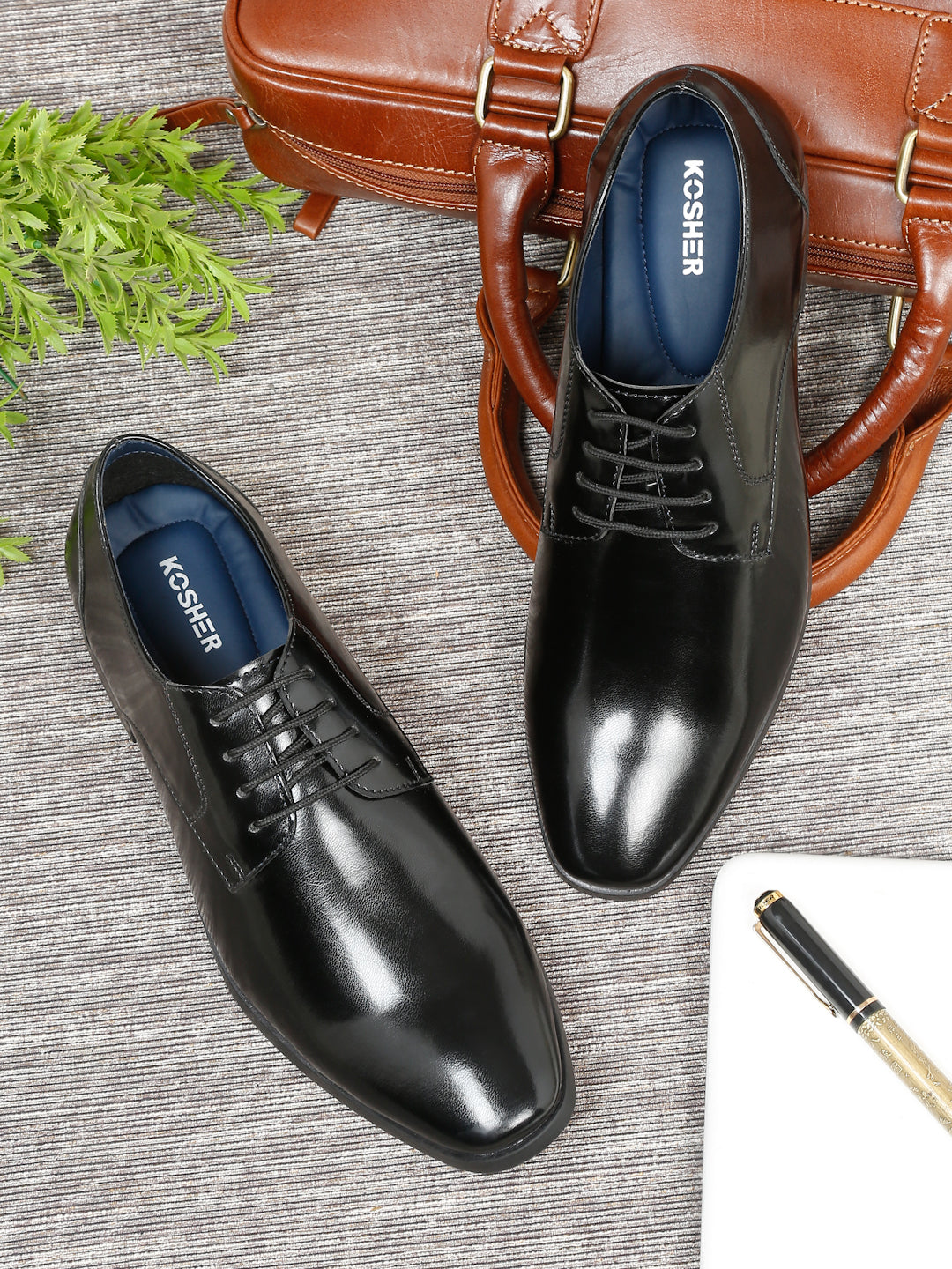 Kosher Black Color Lace-up Formal Shoes