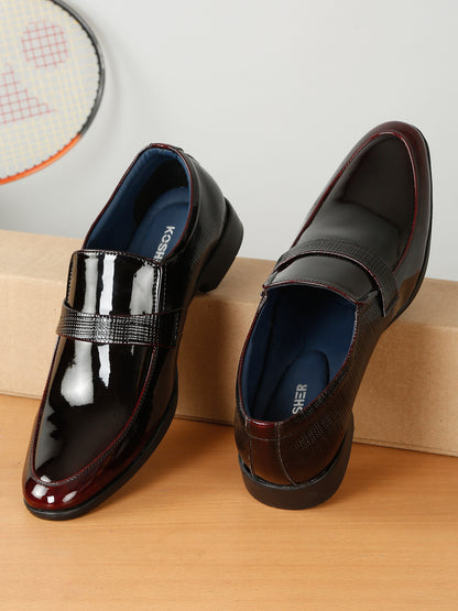 Kosher Wine Color Men's Slip-on Formal Shoes