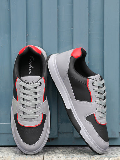 Kosher Men's Grey & Black Casual Sneakers – Stylish Everyday Footwear