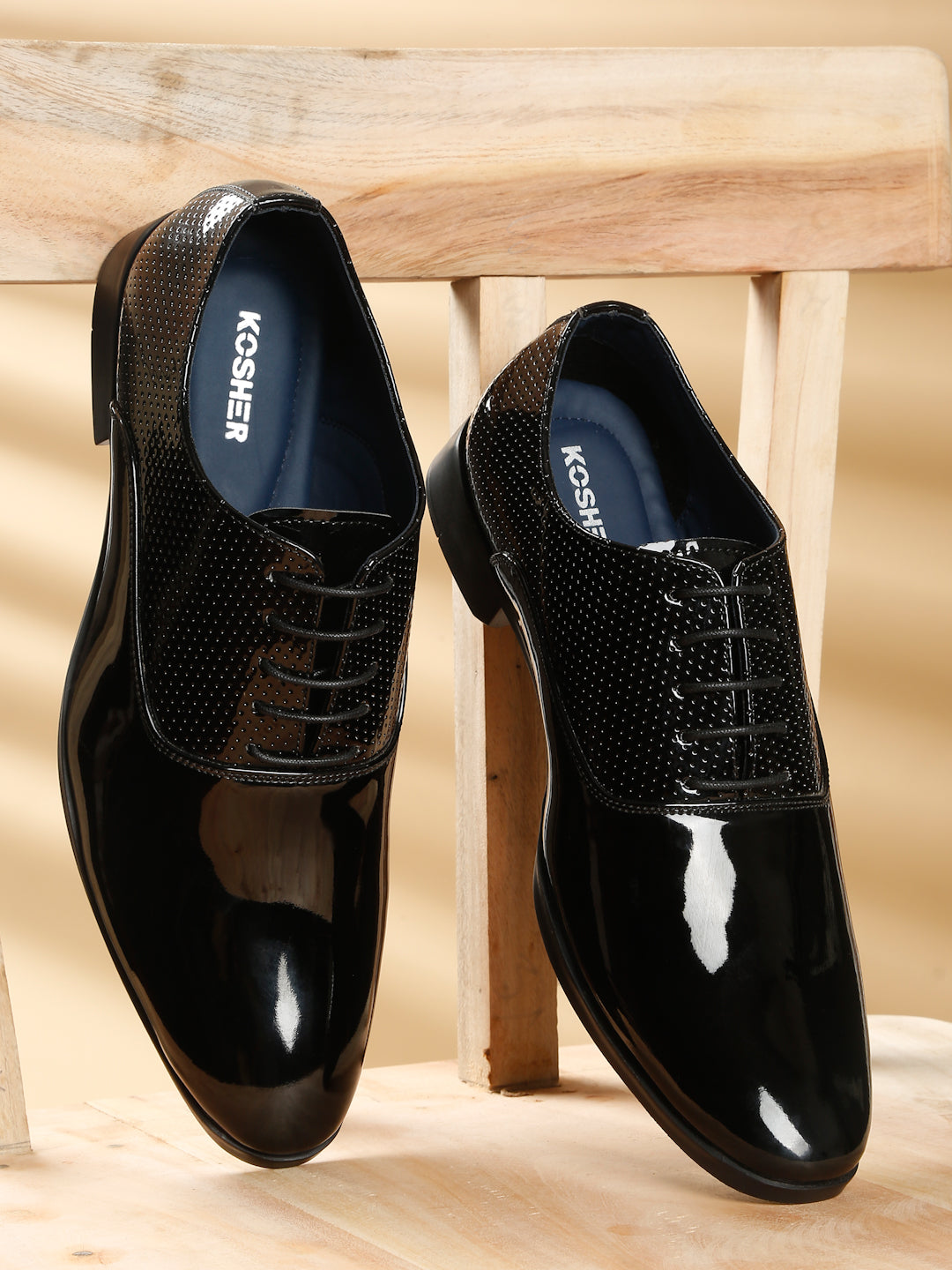Kosher Black Color Lace-up Formal Shoes