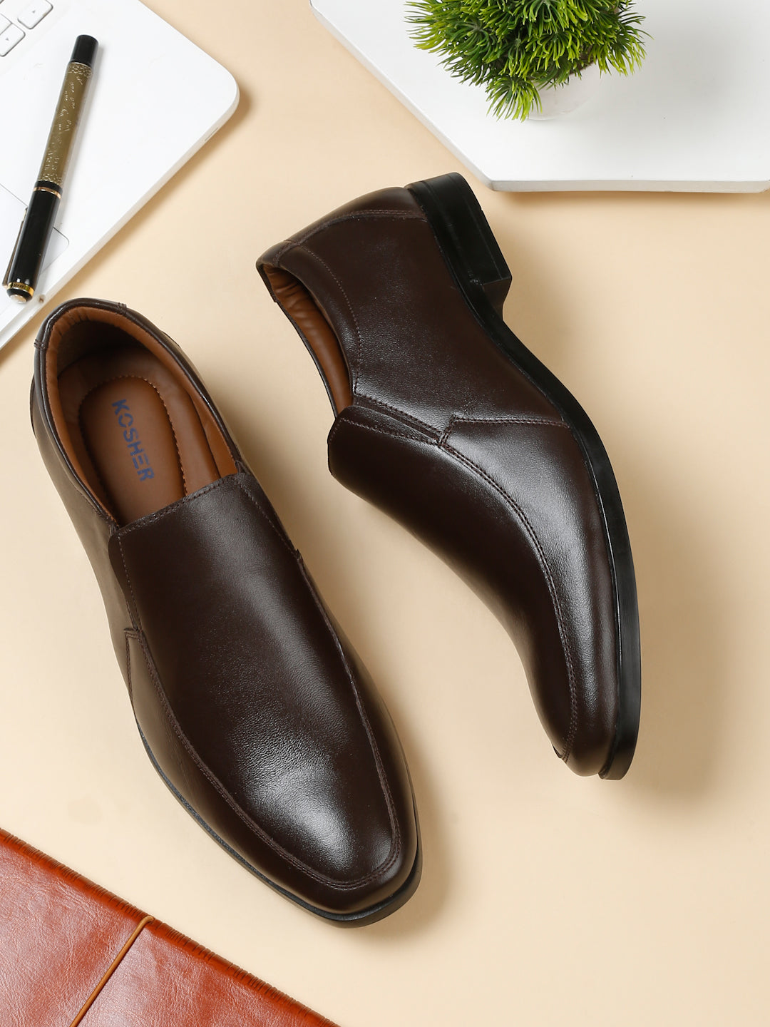 Kosher Brown Colour Slip-on Formal Shoes