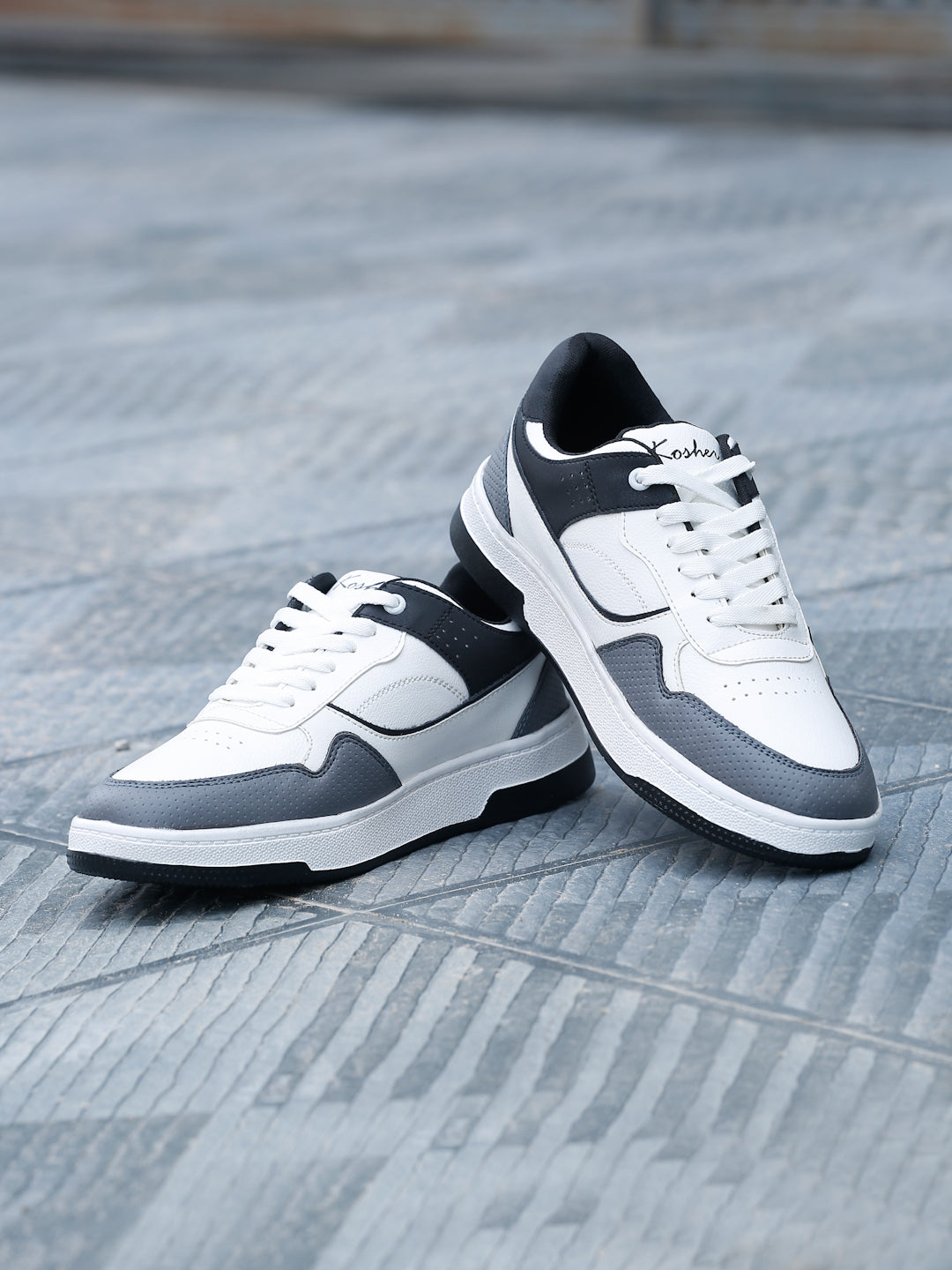Kosher White & Grey Sneakers For Men