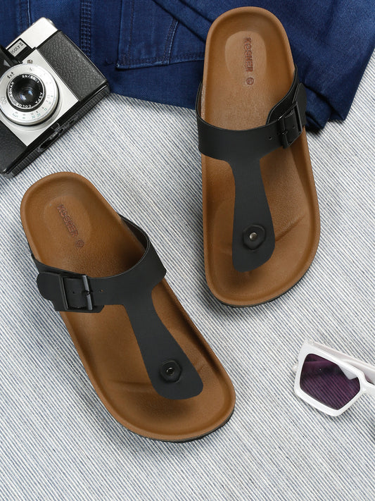 Kosher Black Color Men's Casual Sandal, Slipper