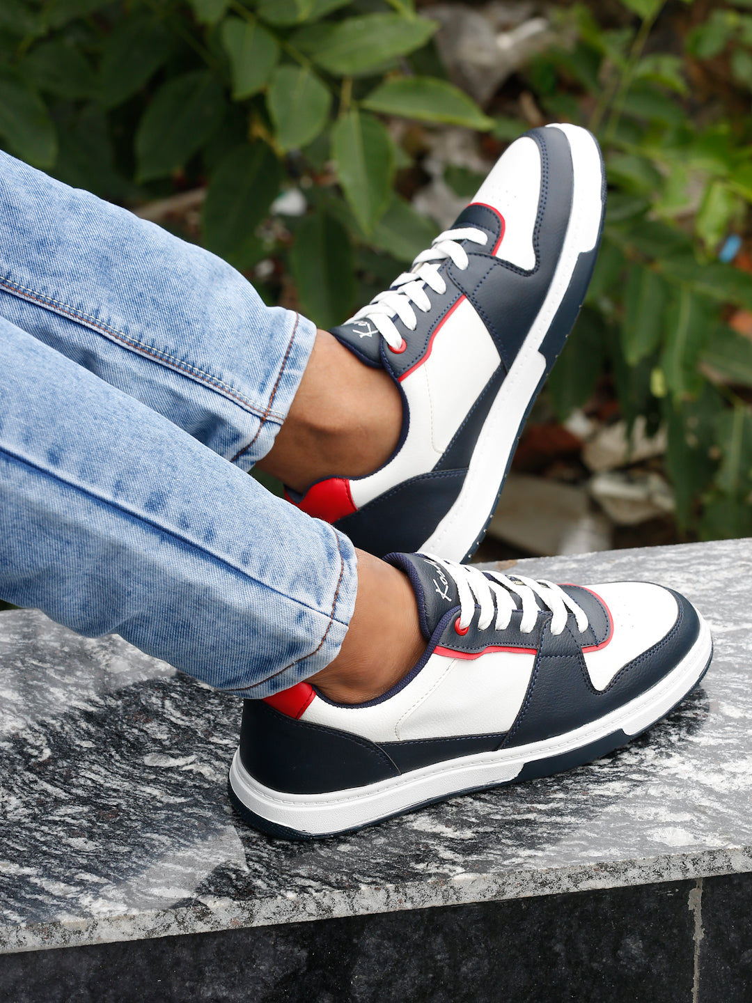 Kosher Men’s Retro Court Sneakers – Navy, White & Red