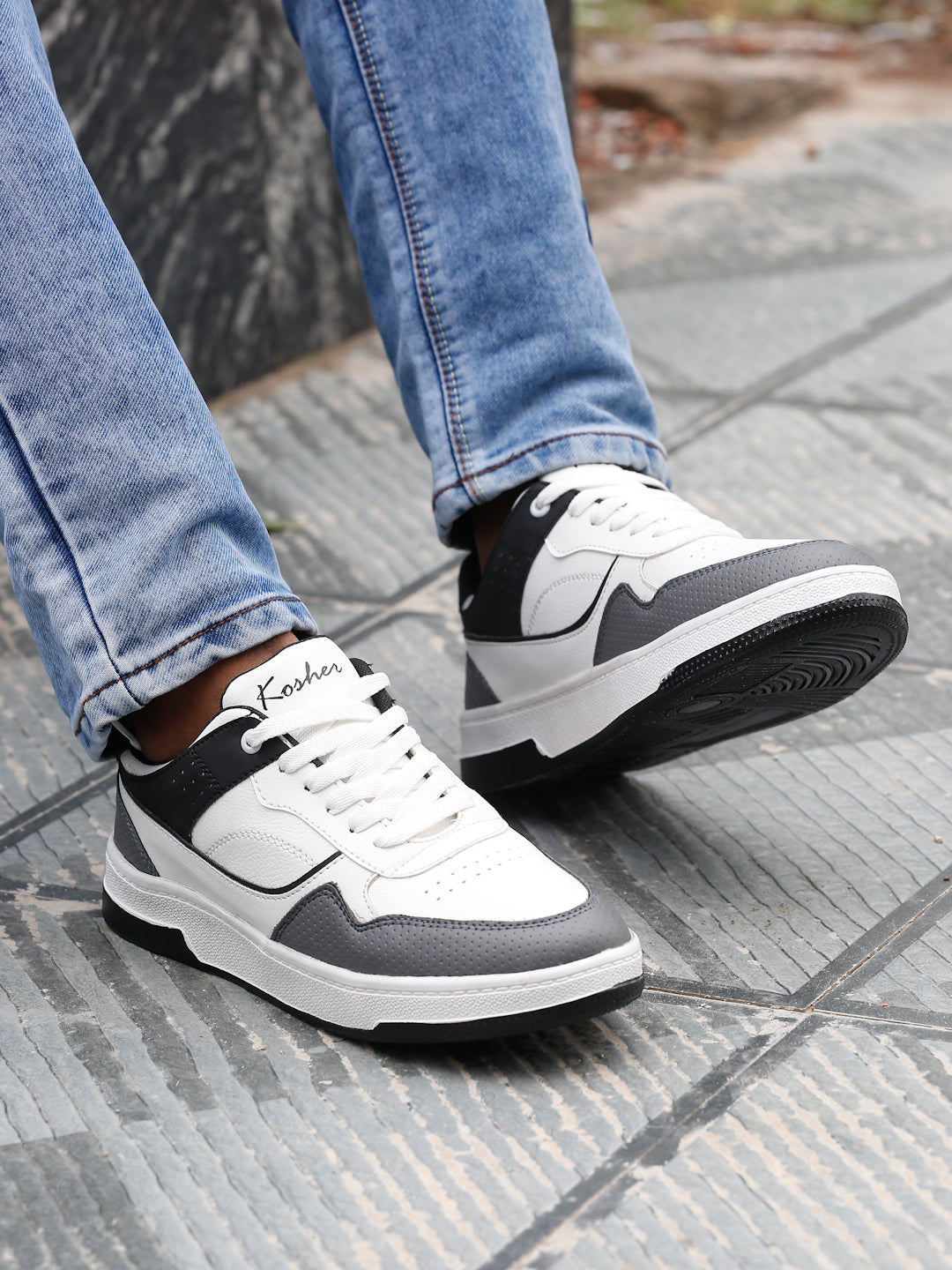 Kosher White & Grey Sneakers For Men