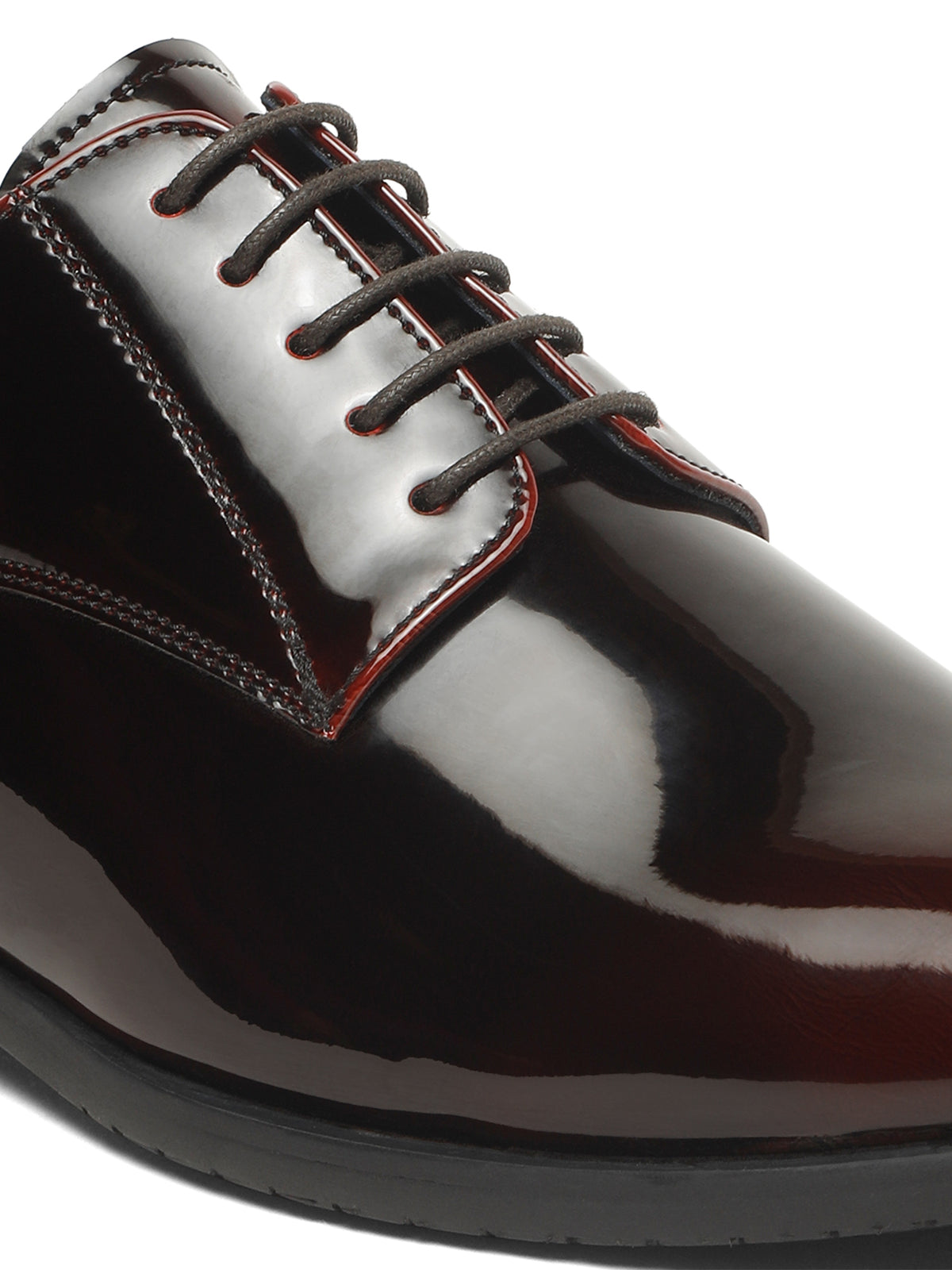 KOSHER Men Wine Glossy Patent Formal Derby Shoes