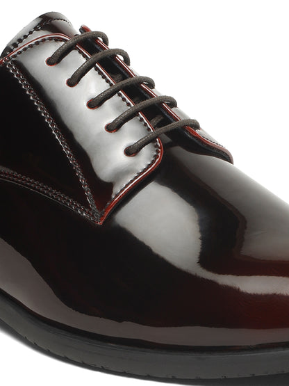 KOSHER Men Wine Glossy Patent Formal Derby Shoes