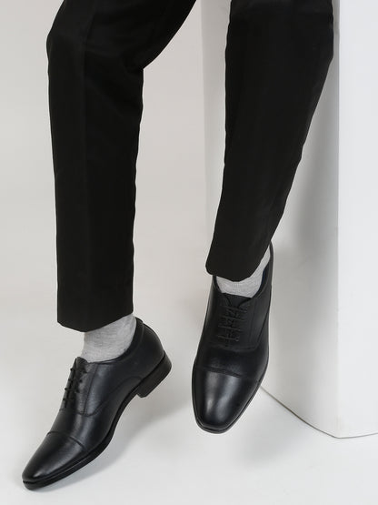 Kosher Black Genuine Leather Lace-up Formal Shoes