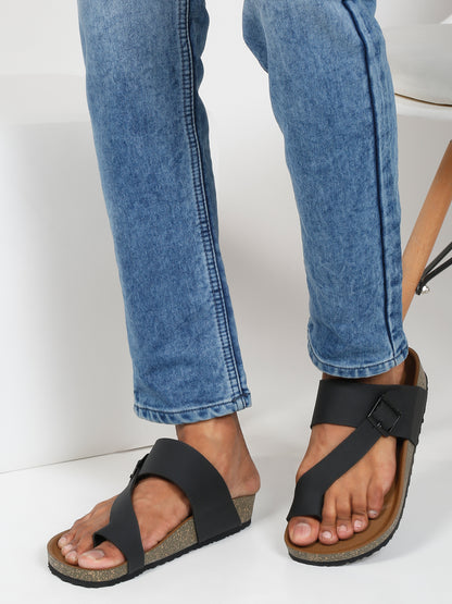Kosher Black Color Men's Casual Sandal, Slipper