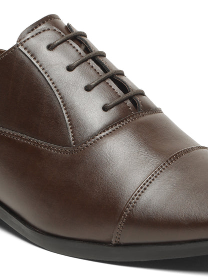 KOSHER Men's Classic Brown Cap-Toe Formal Oxford Shoes for Office Wear