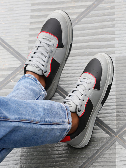 Kosher Men's Grey & Black Casual Sneakers – Stylish Everyday Footwear