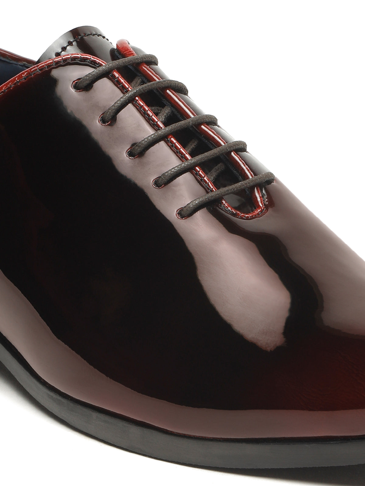 KOSHER Men’s Wine Glossy Formal Lace-Up Shoes
