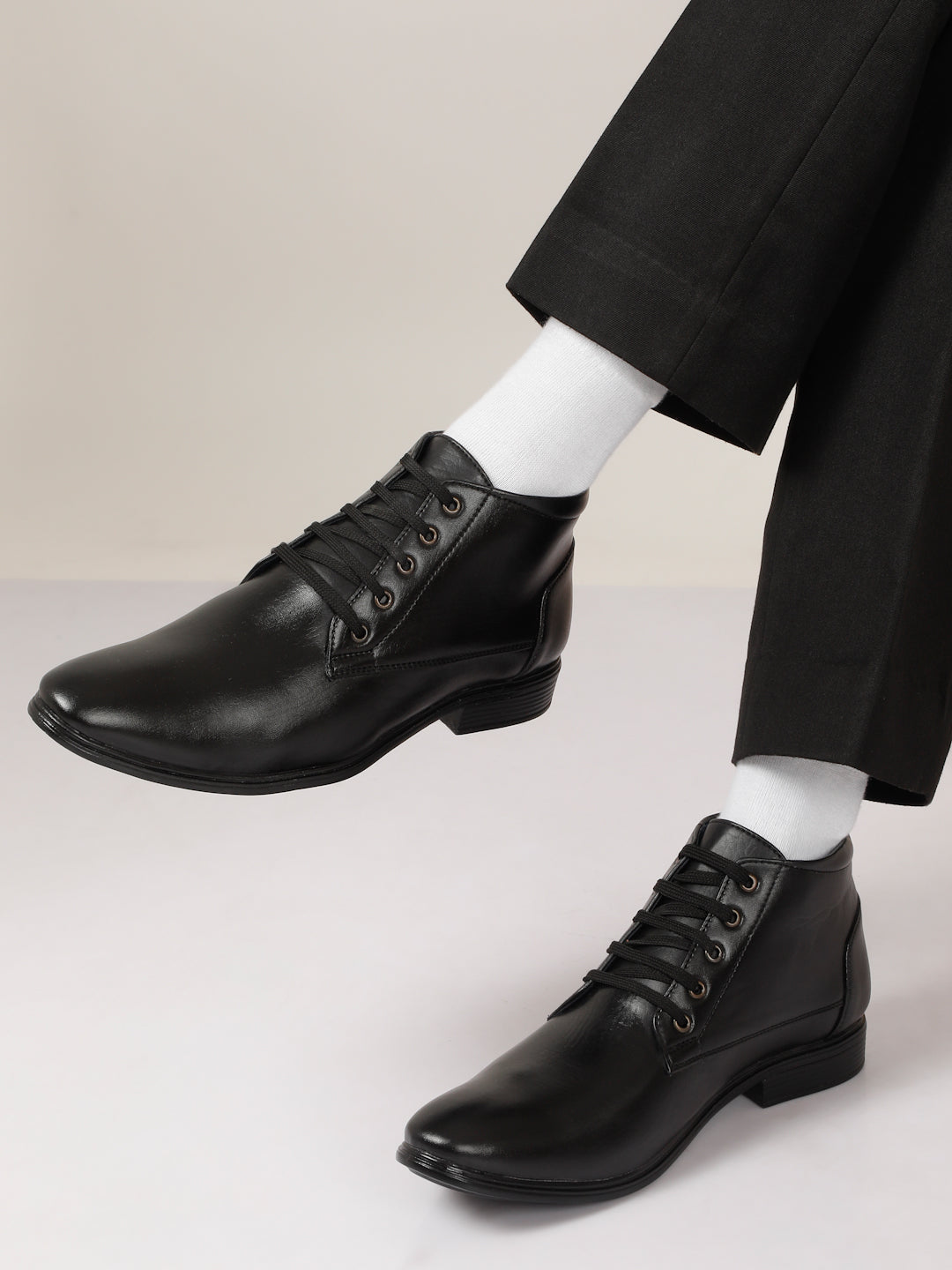 Kosher Black color Lace-up Boot Shoes For Men