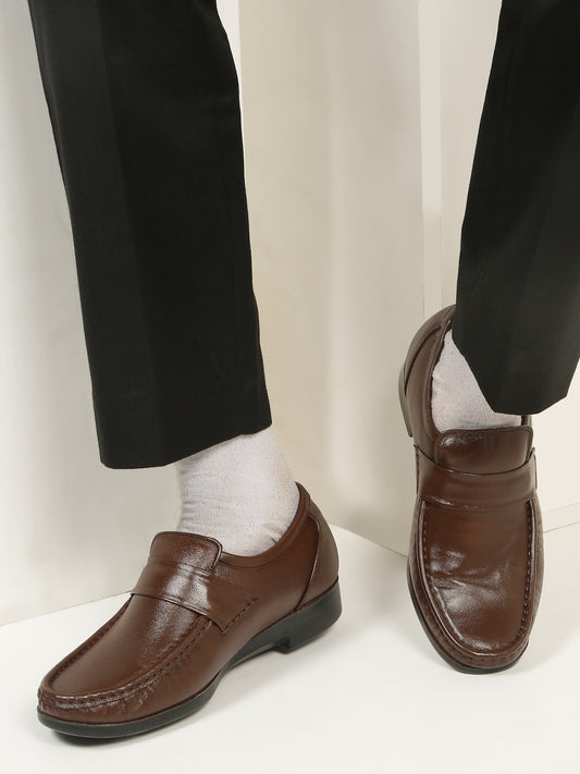 Kosher Brown Color Genuine Leather Slip-On Comfort Shoes for Men