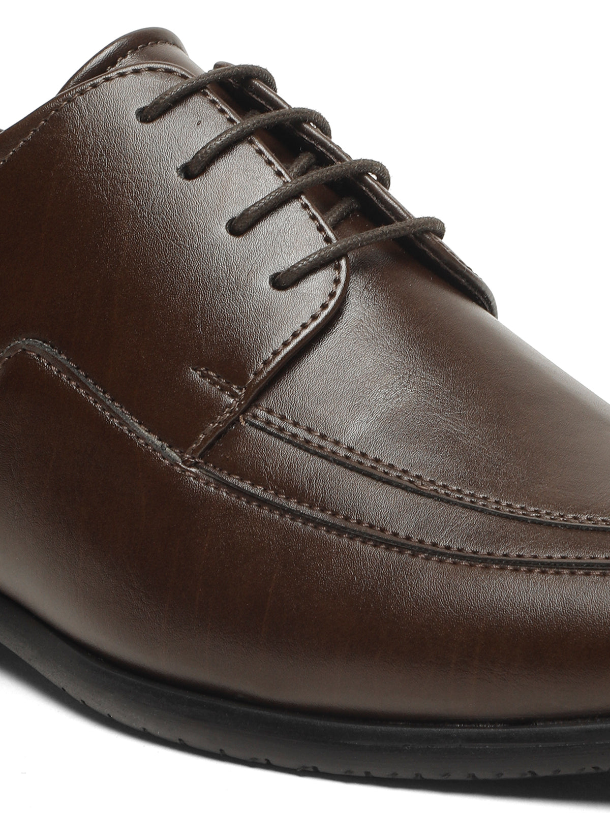 KOSHER Men's Brown Synthetic Leather Lace-Up Formal Derby Shoes