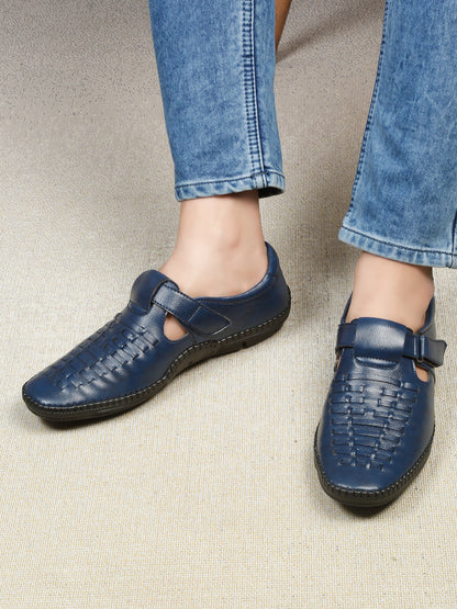 Kosher Navy Roman Faux Leather Men's Casual Sandal