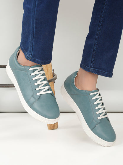 Kosher Blue Color Lace-up Men's Casual Sneaker Shoes