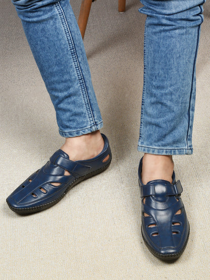Kosher Navy Roman Faux Leather Men's Casual Sandal